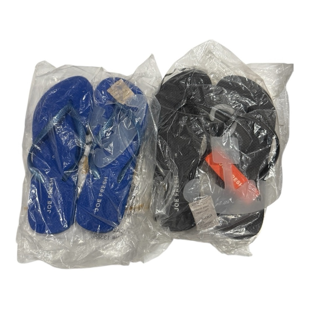 Joe Fresh Flip Flops Set Blue and Black Flip Flops Size 6